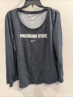 Nike Women's Long-Sleeve Michigan State Tee - Charcoal Heather/White